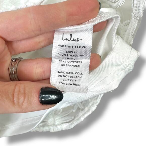 Lulus NWT Exceedingly Lovely White Applique 3D Floral Backless Mini Dress Small - Picture 10 of 10